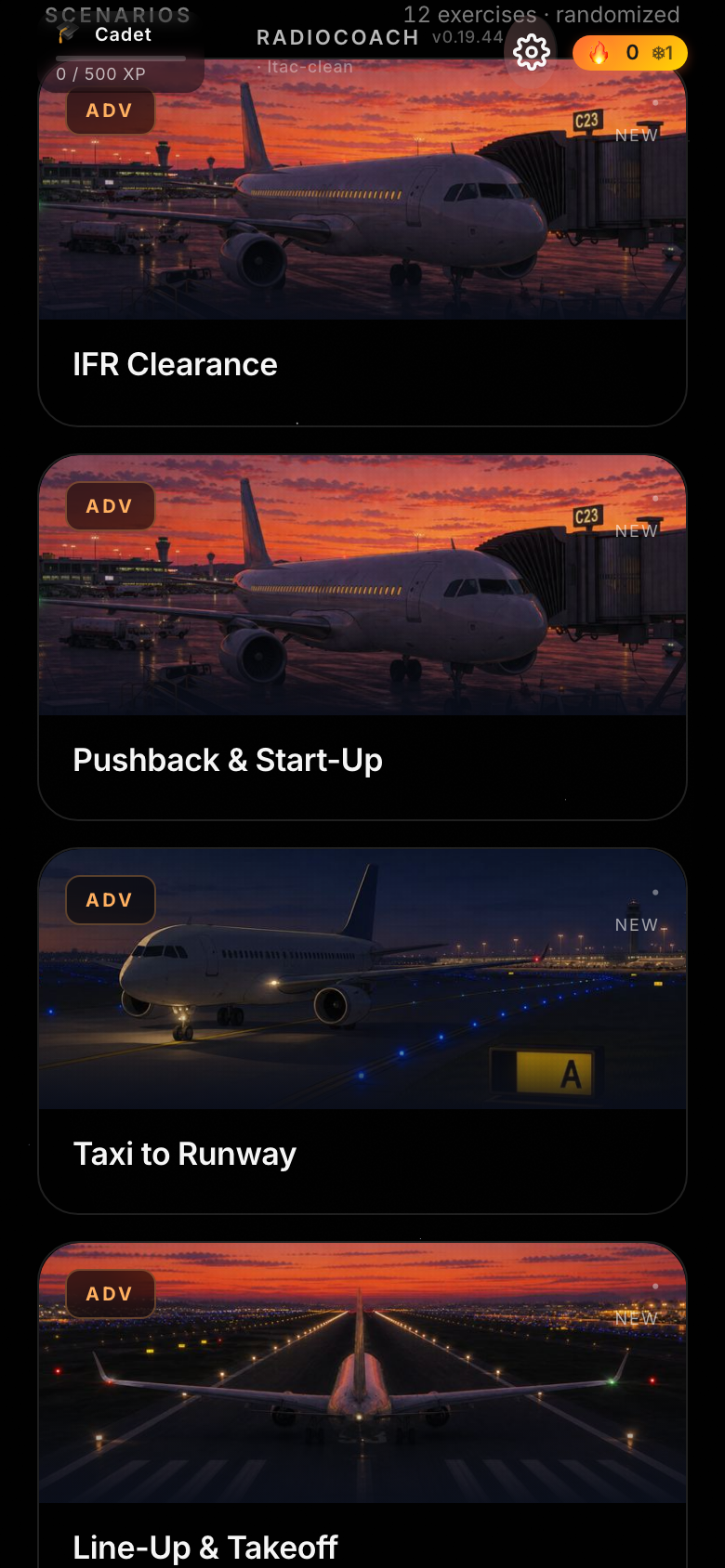 RadioCoach — scenario library